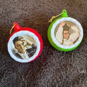 Elvis Presley Holiday Ornament Duo - Vibrant Red and Green